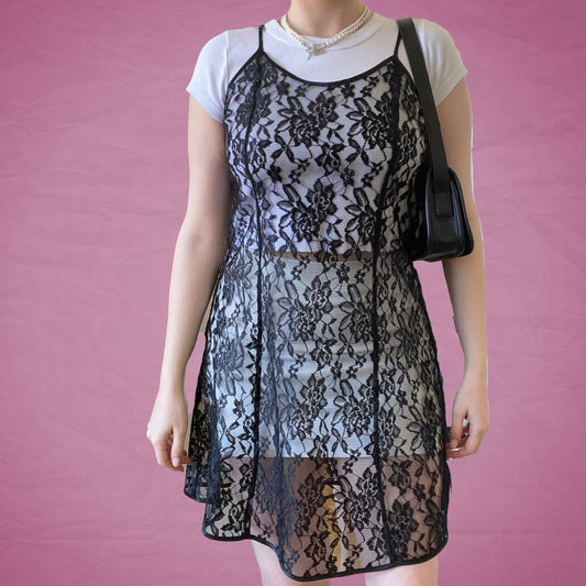 Vintage 90's Black Lace Slip