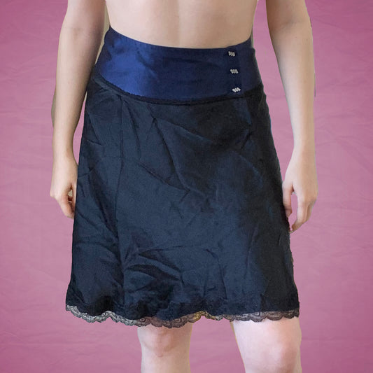 Vintage 90's Kookäi Silky Blue and Navy Midi Skirt