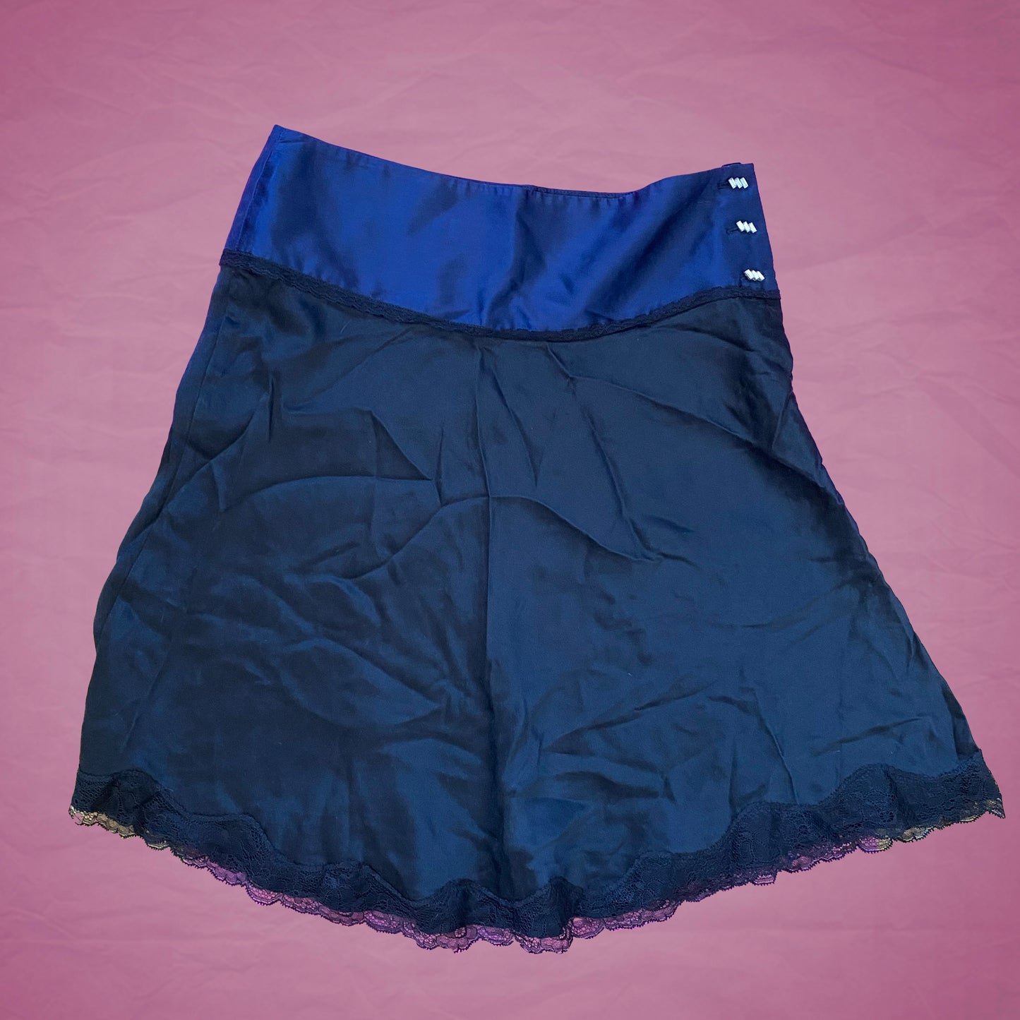 Vintage 90's Kookäi Silky Blue and Navy Midi Skirt