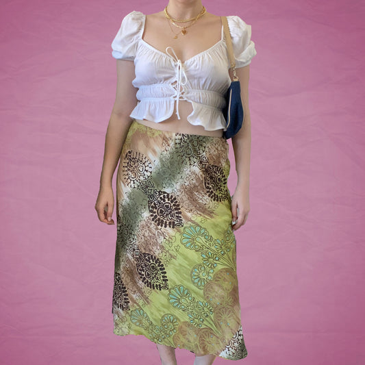 Vintage Y2K Fairy Green Maxi Skirt