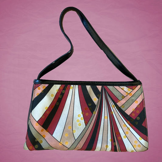 Vintage Y2K Trippy Print Baguette Bag