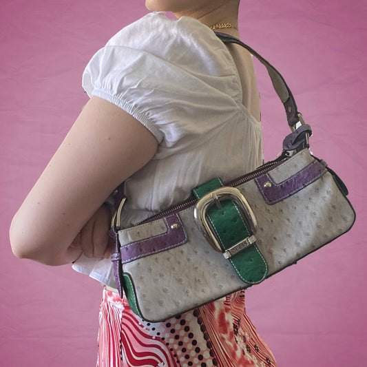 Vintage Y2K Guess Multicolor Leather Baguette Bag