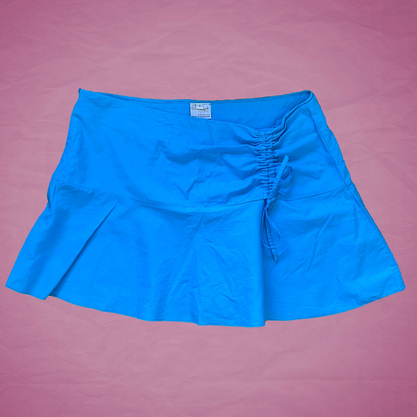 Vintage Y2K Blue Ruched Mini Skirt