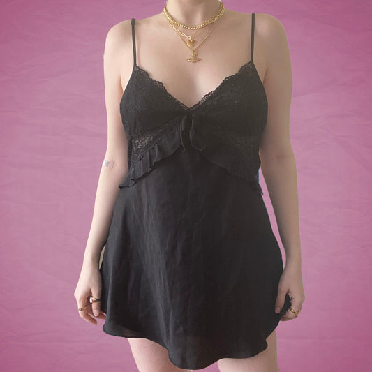 Vintage Y2K Black Backless Slip Dress