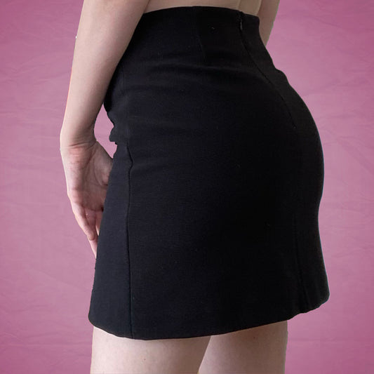 Vintage 90's Classic Black Miniskirt with Slit