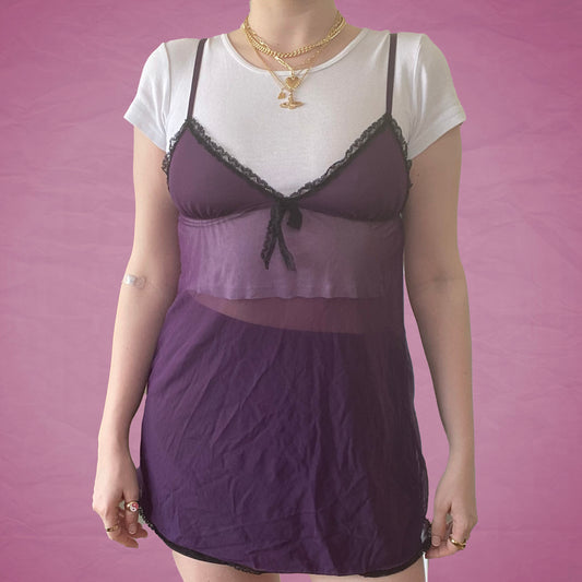 Vintage Y2K Purple Mesh Slip