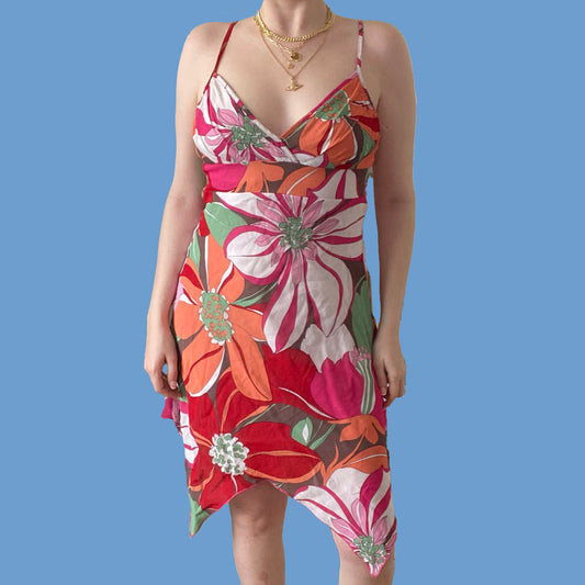 Vintage Y2K Groovy Floral Print Dress