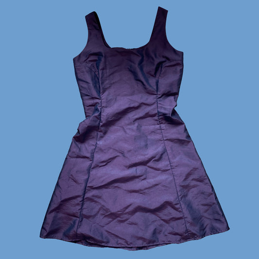Vintage 90's Brown Shiny Satin Mini Dress