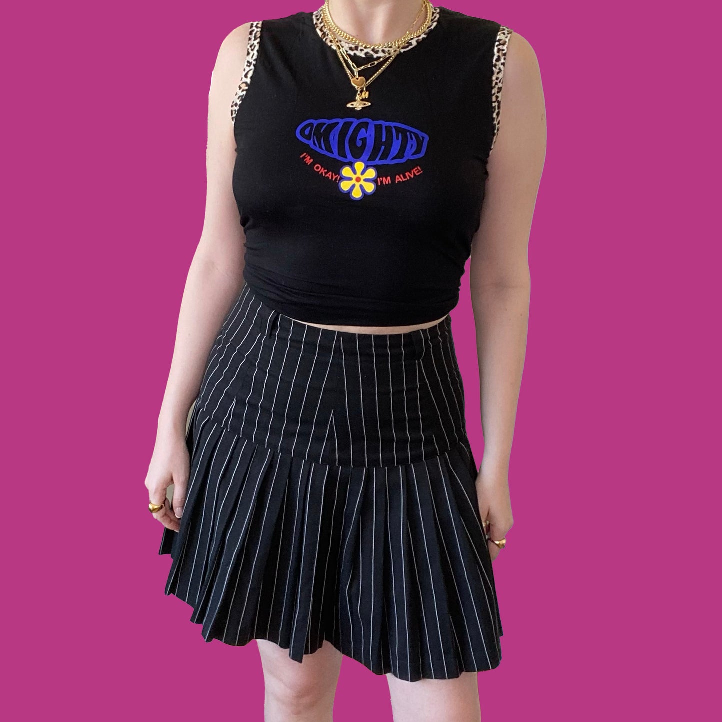 Vintage Y2K Grunge Pinstripe Skirt