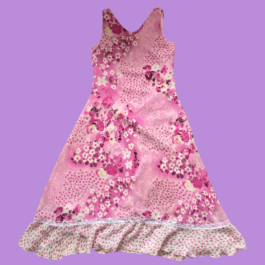 Vintage Y2K Pink Ditsy Floral Maxi Dress