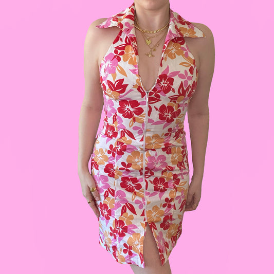 Vintage Y2K Hawaiian Print Dress