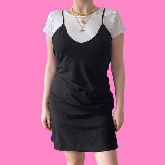 Vintage 90's Black Midi Slip Dress