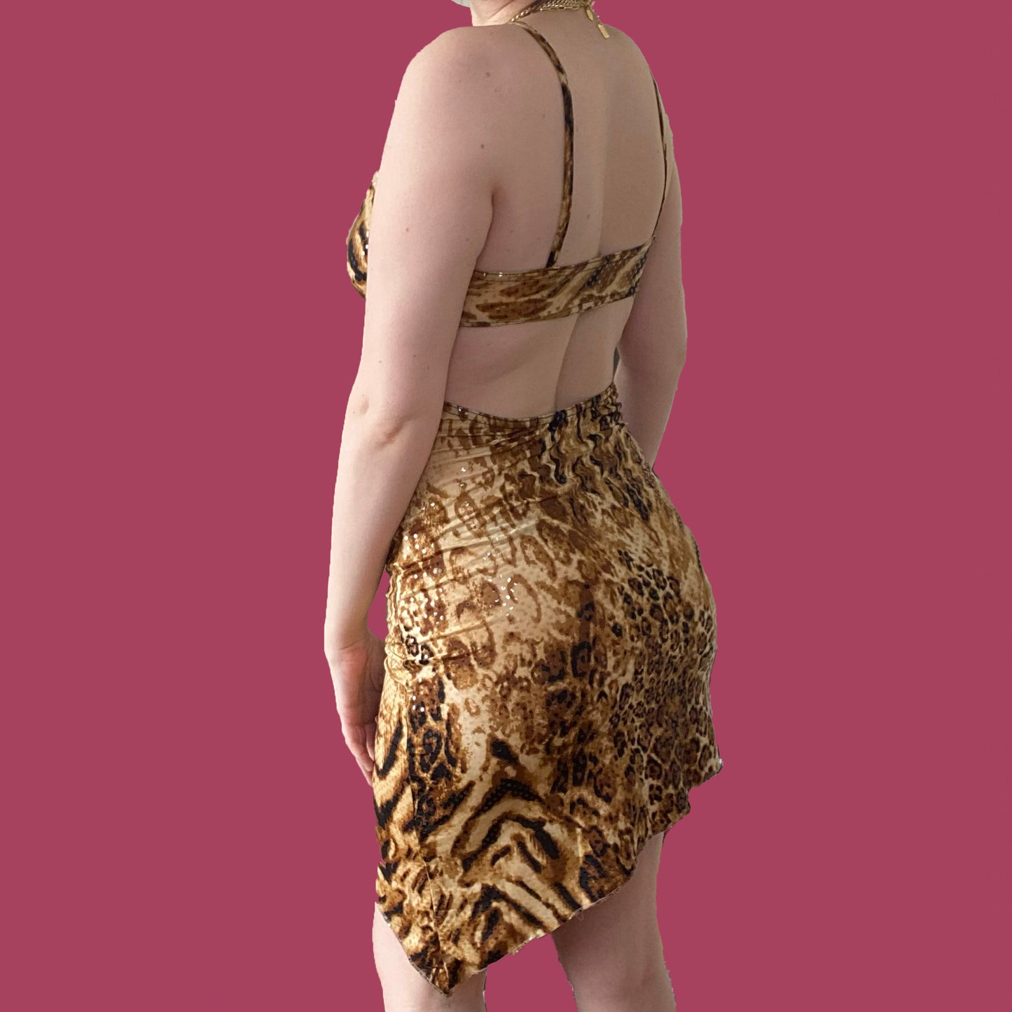 Vintage Y2K Cheetah Print Dress