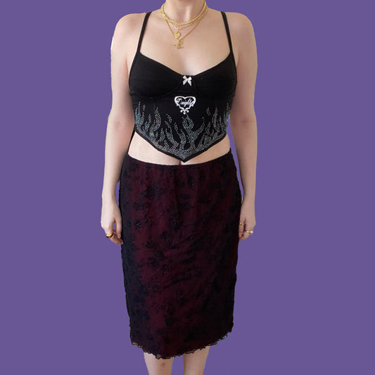 Vintage 90's Grunge Mesh Midi Skirt
