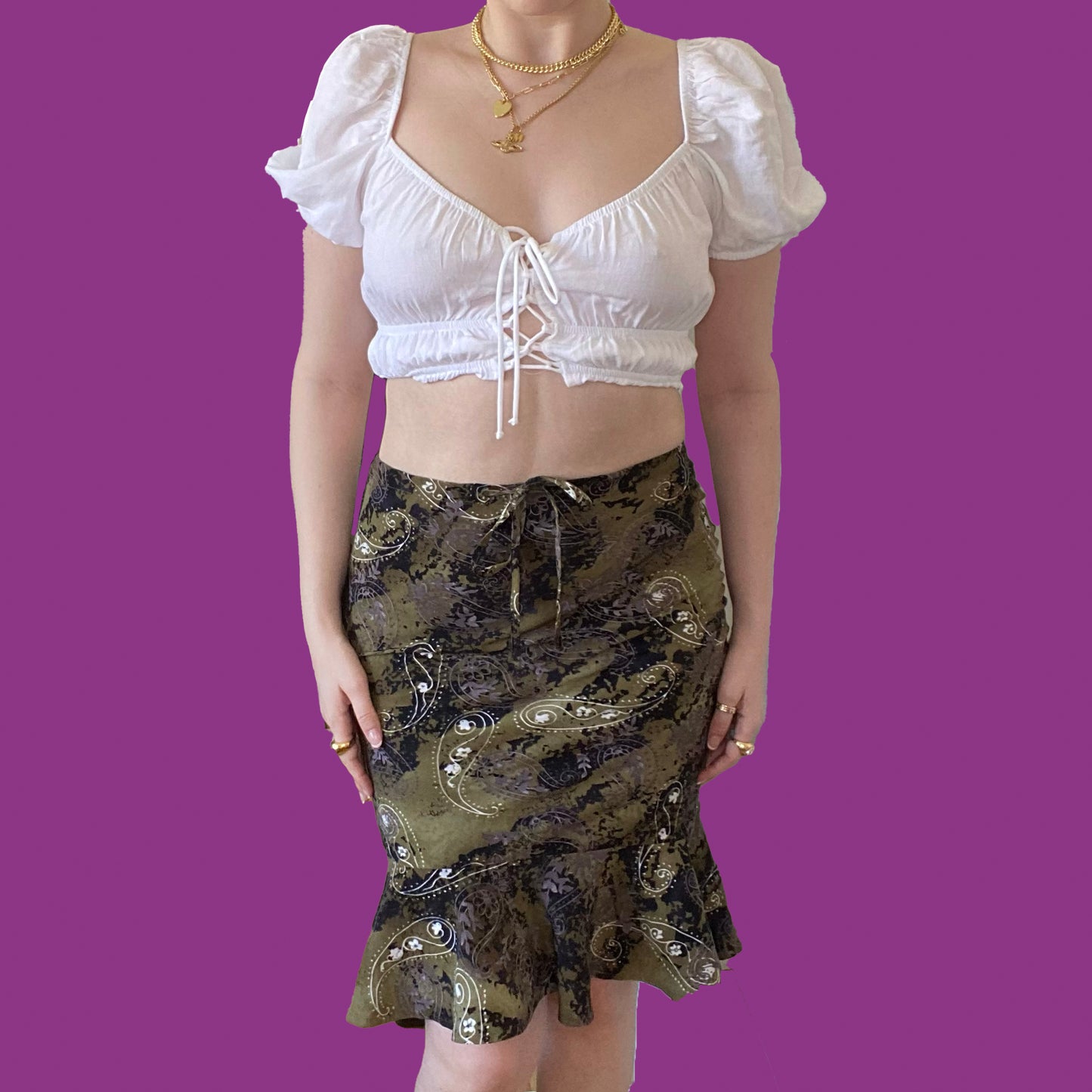 Vintage Y2K Paisley Midi Skirt