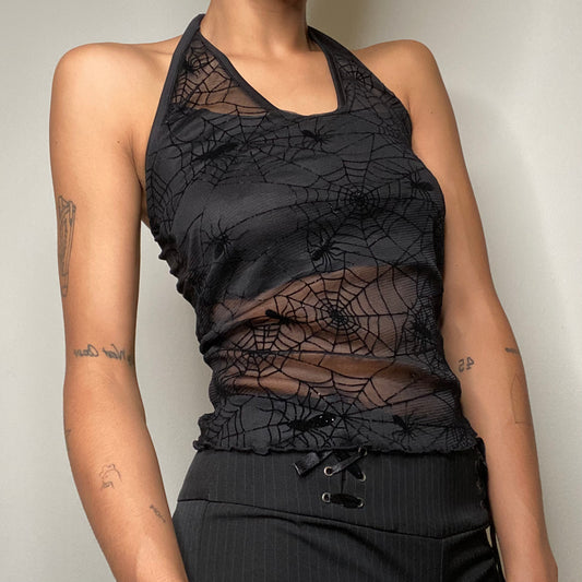 Vintage 90's Witchy Spiderweb Mesh Top (XS/S)