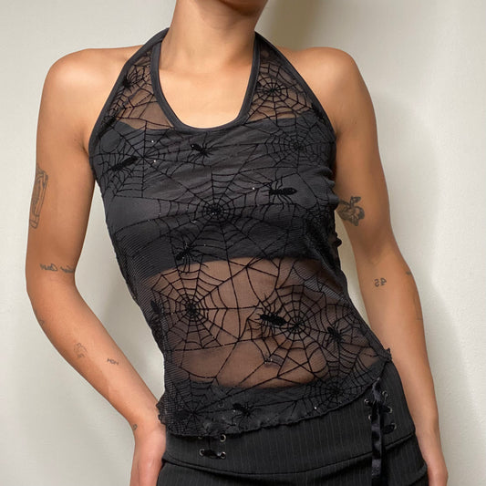 Vintage 90's Witchy Spiderweb Mesh Top (XS/S)