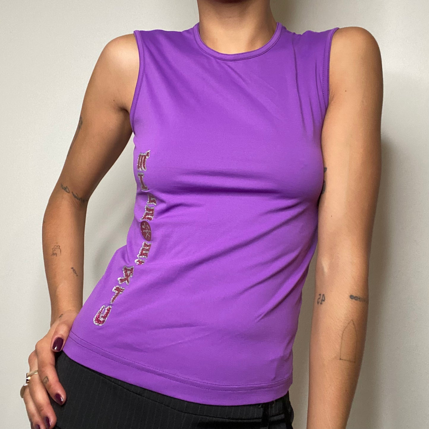 Vintage 90's Archive Miss Sixty Logo Purple High Neck Top (S/M)