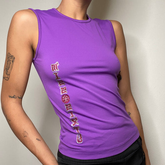 Vintage 90's Archive Miss Sixty Logo Purple High Neck Top (S/M)