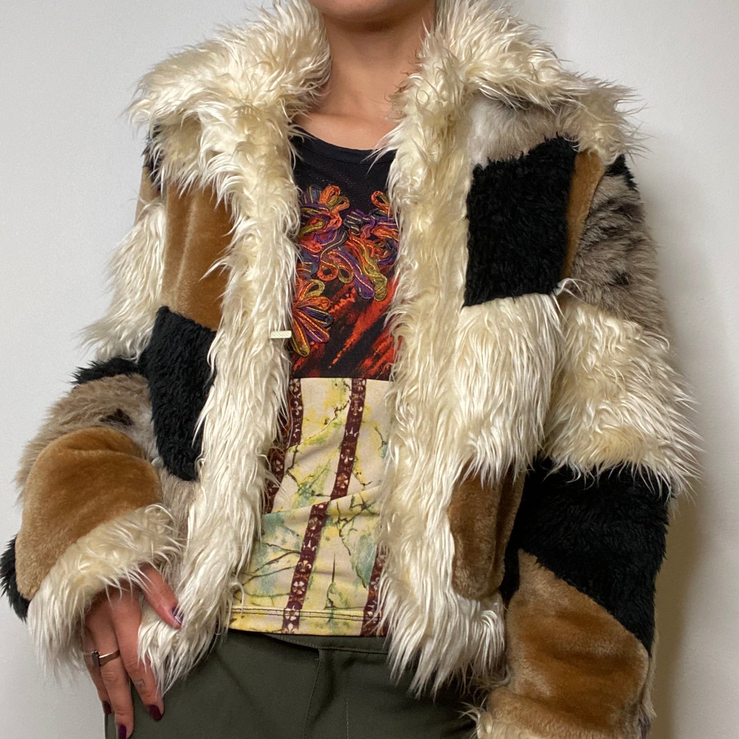 Vintage 90's Almost Famous Shaggy Faux Fur Jacket (S/M)