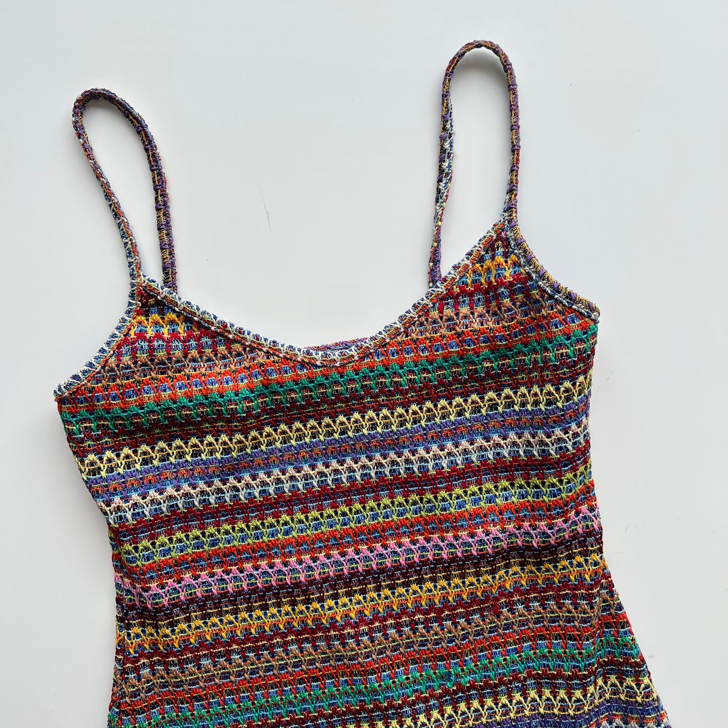 Vintage 90's Summer Rainbow Crochet Dress (S/M)