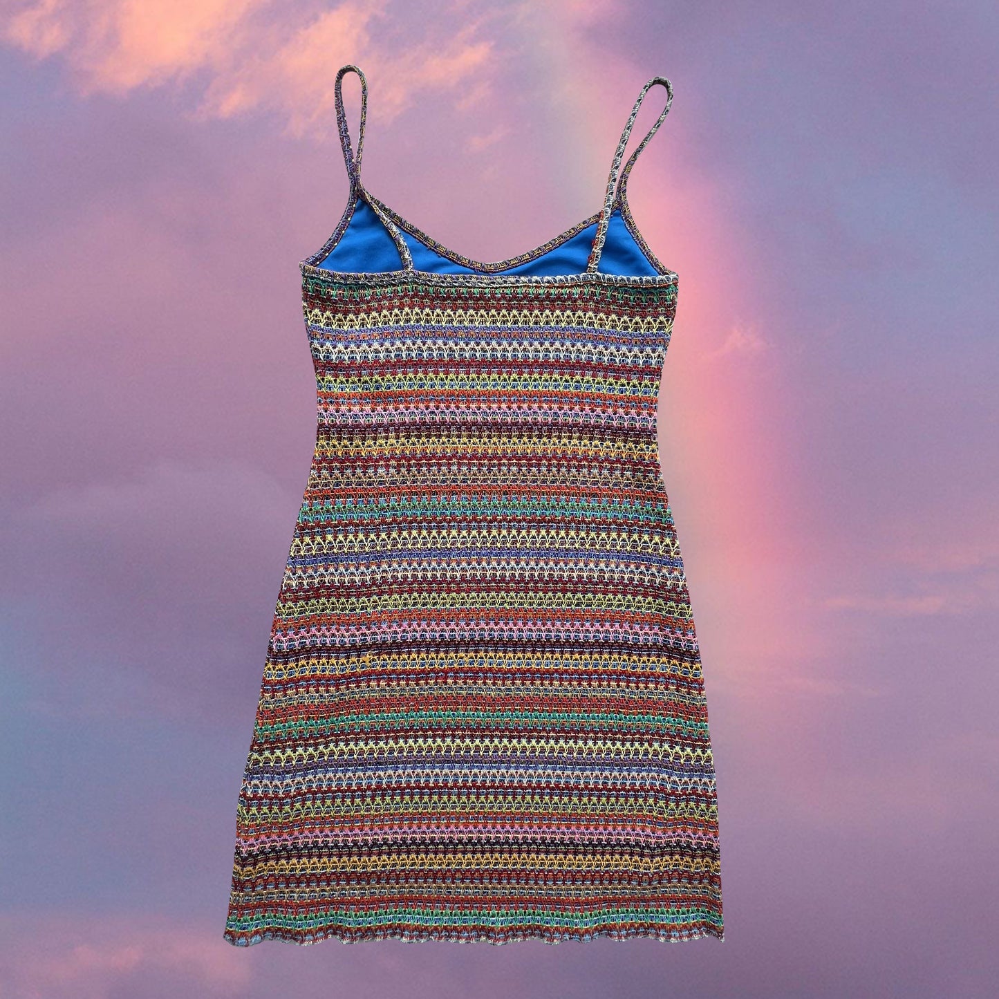 Vintage 90's Summer Rainbow Crochet Dress (S/M)