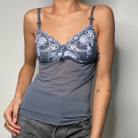 Vintage 90's Romantic Grey Cami Top (S/M)