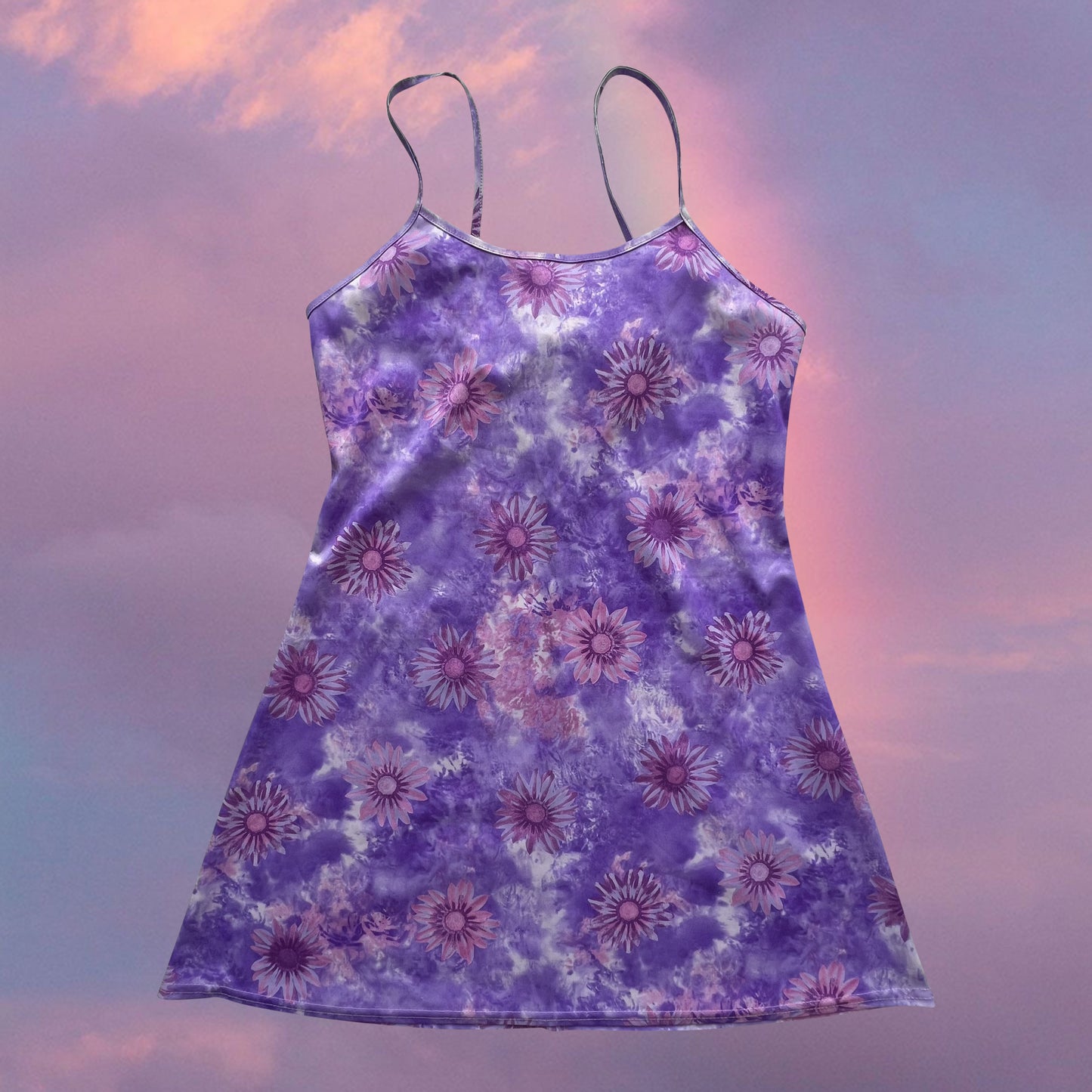 Vintage 90's Hippie Purple Sunflower Dress (M)