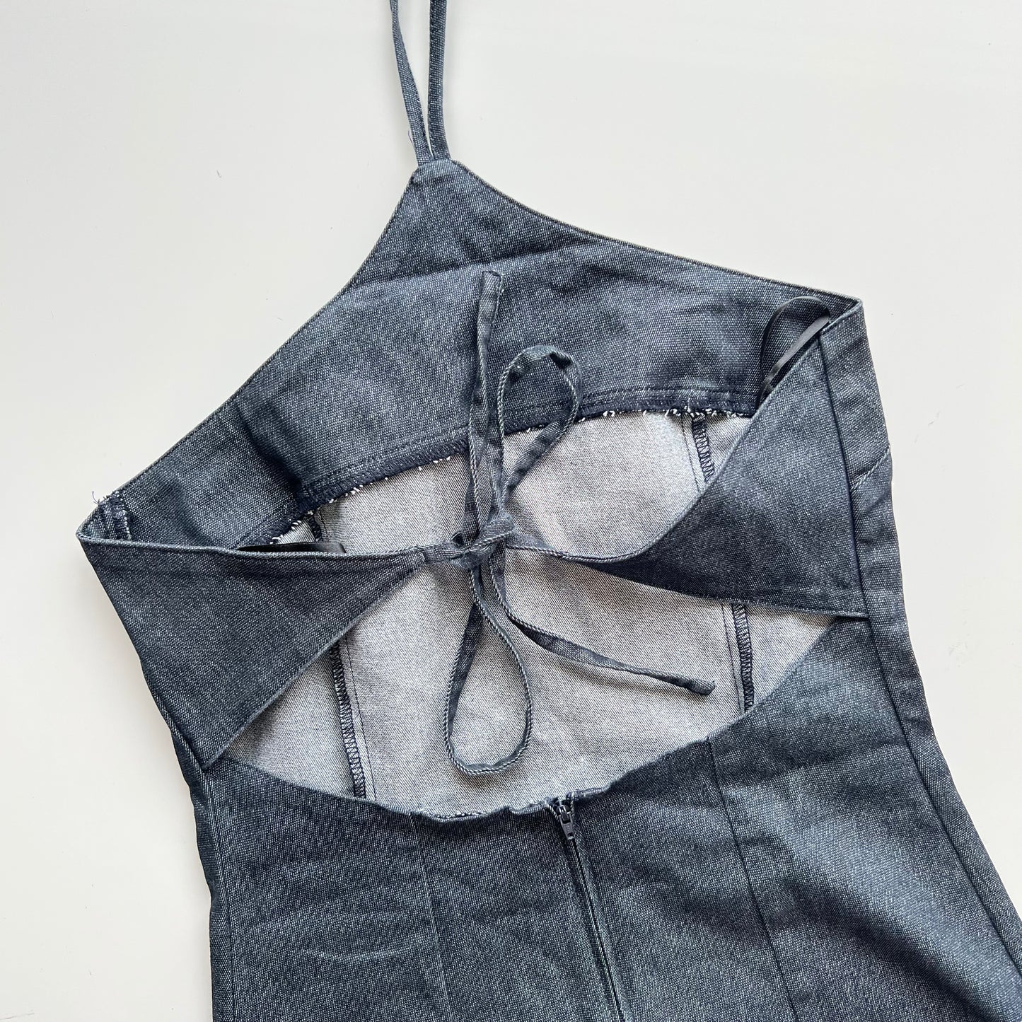 Vintage 90's Denim Backless Halter Dress (36 EU / UK 8 / US 4)