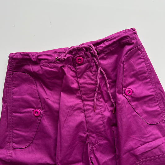 Vintage 90's Archive Magenta Parachute Baggy Cargo Pants (XXS-XS-S)