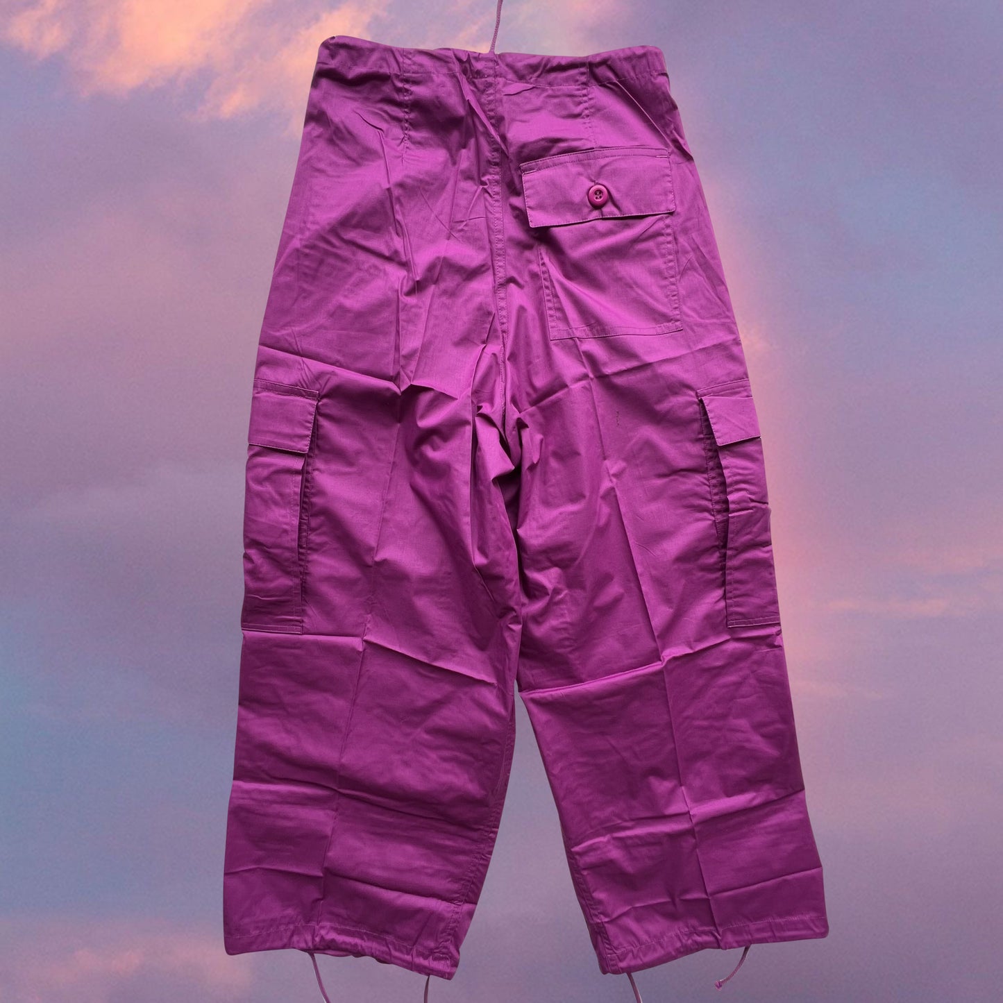 Vintage 90's Archive Magenta Parachute Baggy Cargo Pants (XXS-XS-S)