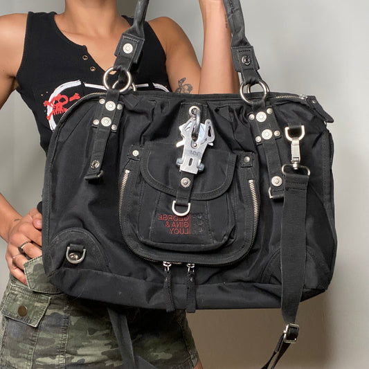 Vintage Y2K Cyber Black George Gina and Lucy Black Shoulder Bag