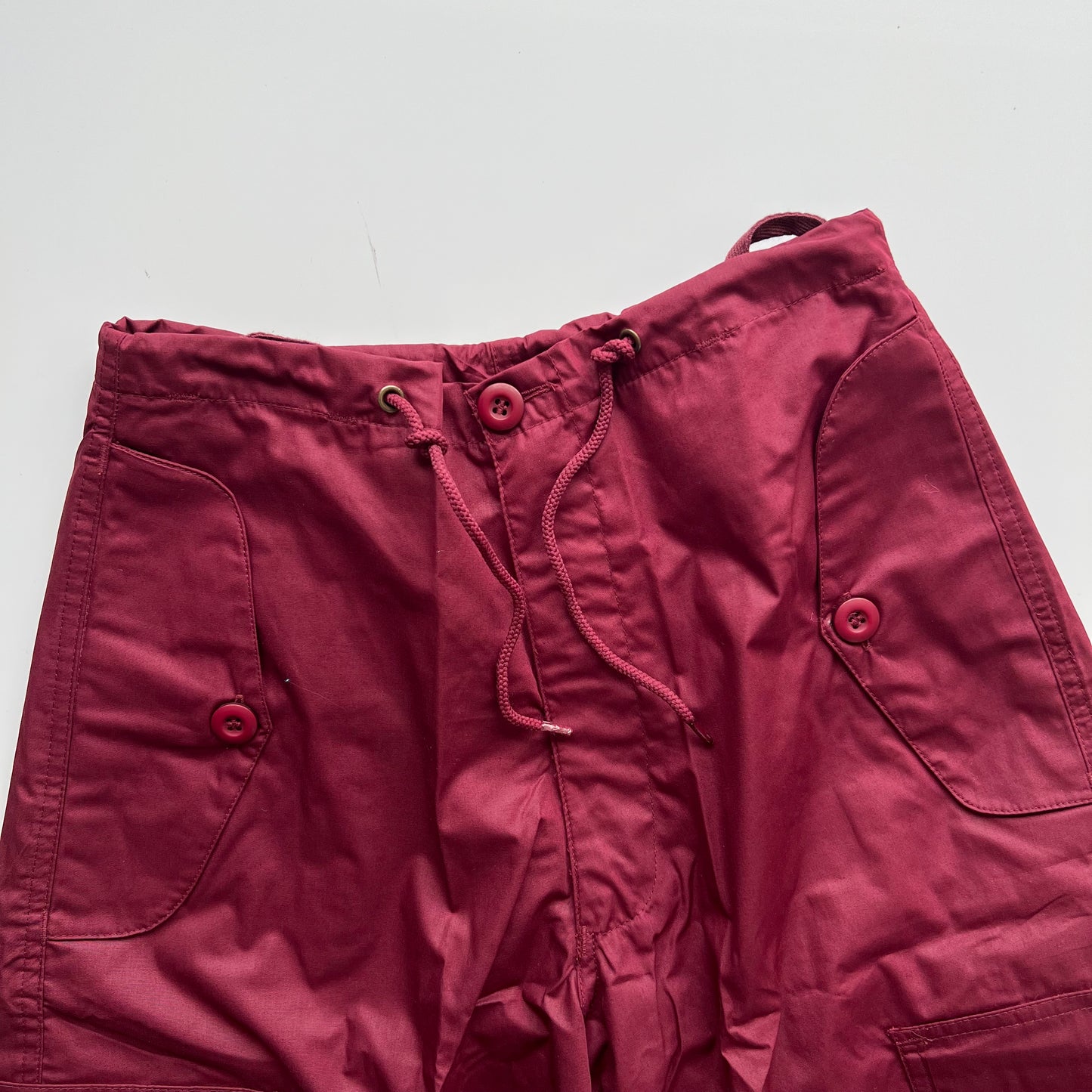 Vintage 90's Archive Bordeaux Parachute Baggy Cargo Pants (XXS-XS-S)