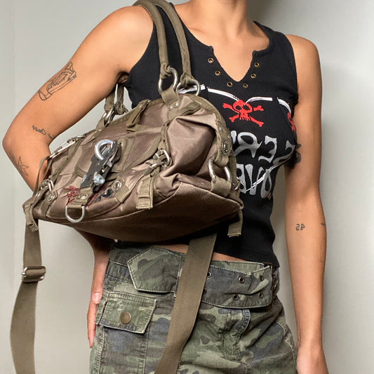 Vintage Y2K Cyber Brown/Khaki George Gina and Lucy Bowling Shoulder Bag