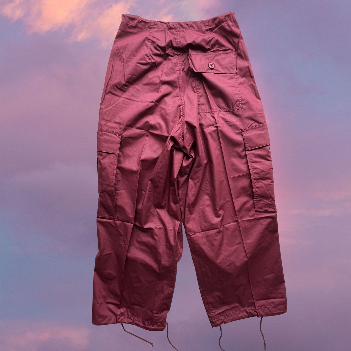 Vintage 90's Archive Bordeaux Parachute Baggy Cargo Pants (XXS-XS-S)