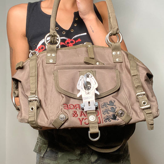 Vintage Y2K Cyber Brown/Khaki George Gina and Lucy Bowling Shoulder Bag