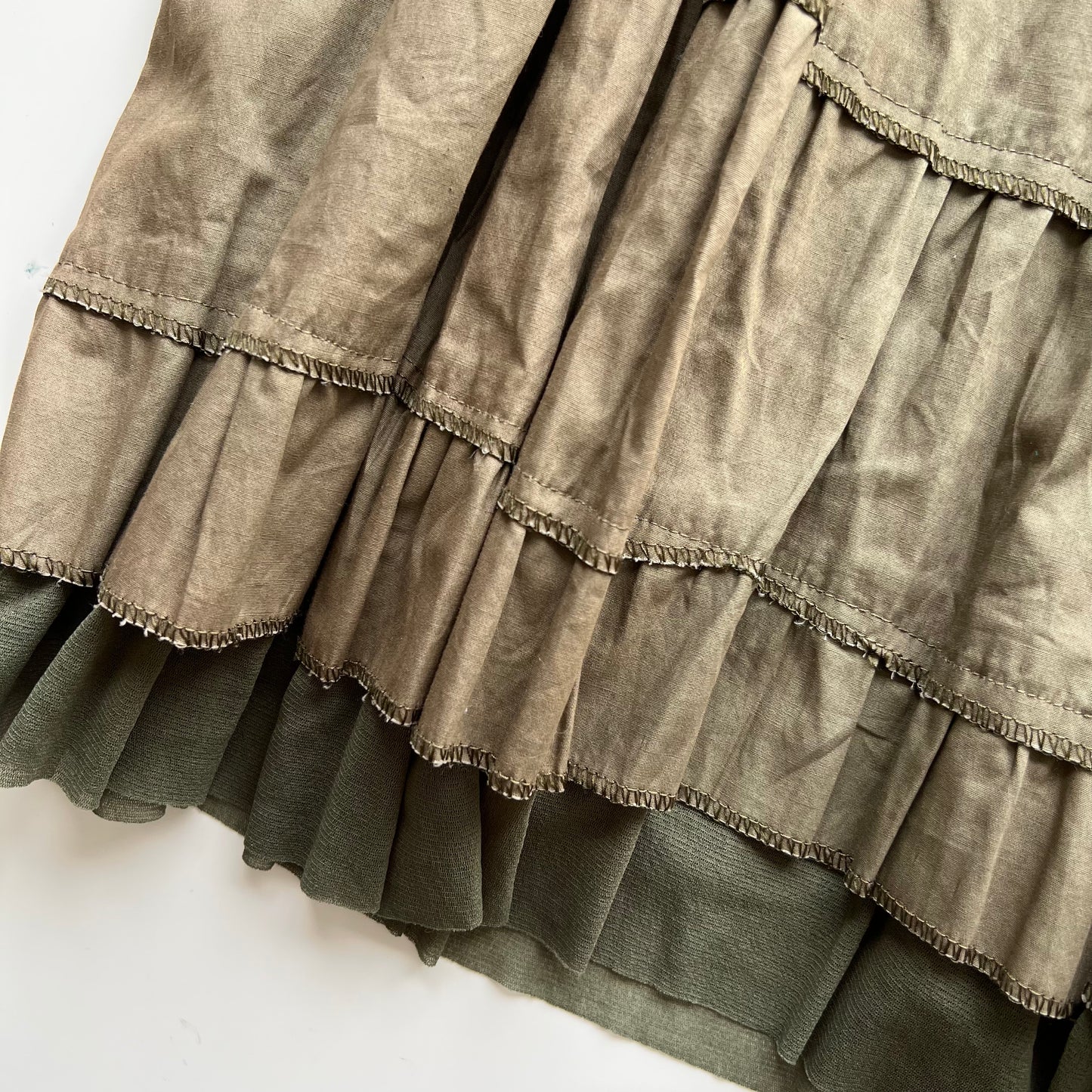 Vintage 90's Boho Hippie Khaki Maxi Skirt (34 EU / UK 6 / US 2)