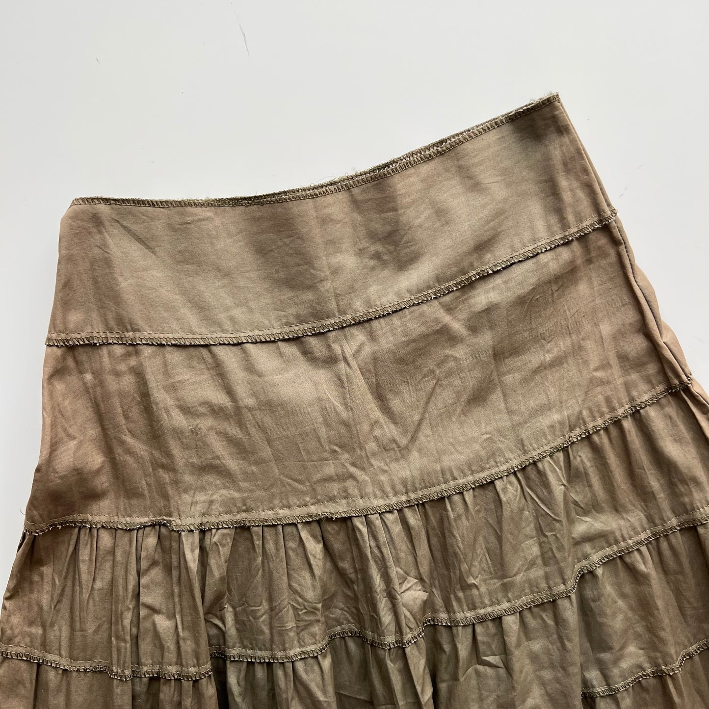 Vintage 90's Boho Hippie Khaki Maxi Skirt (34 EU / UK 6 / US 2)