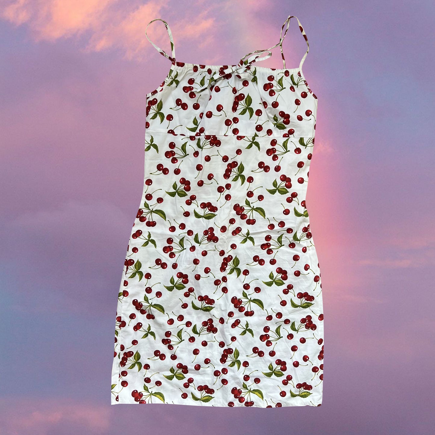 Vintage 90's Romantic Cherry Print Dress (34 EU / UK 6 / US 2)