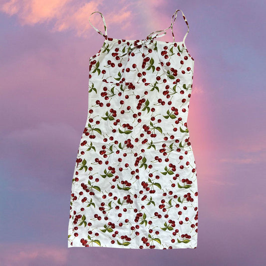 Vintage 90's Romantic Cherry Print Dress (34 EU / UK 6 / US 2)