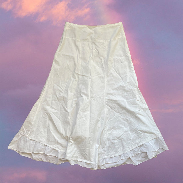 Vintage 90's Boho White Maxi Skirt (36 EU / UK 8 / US 4)