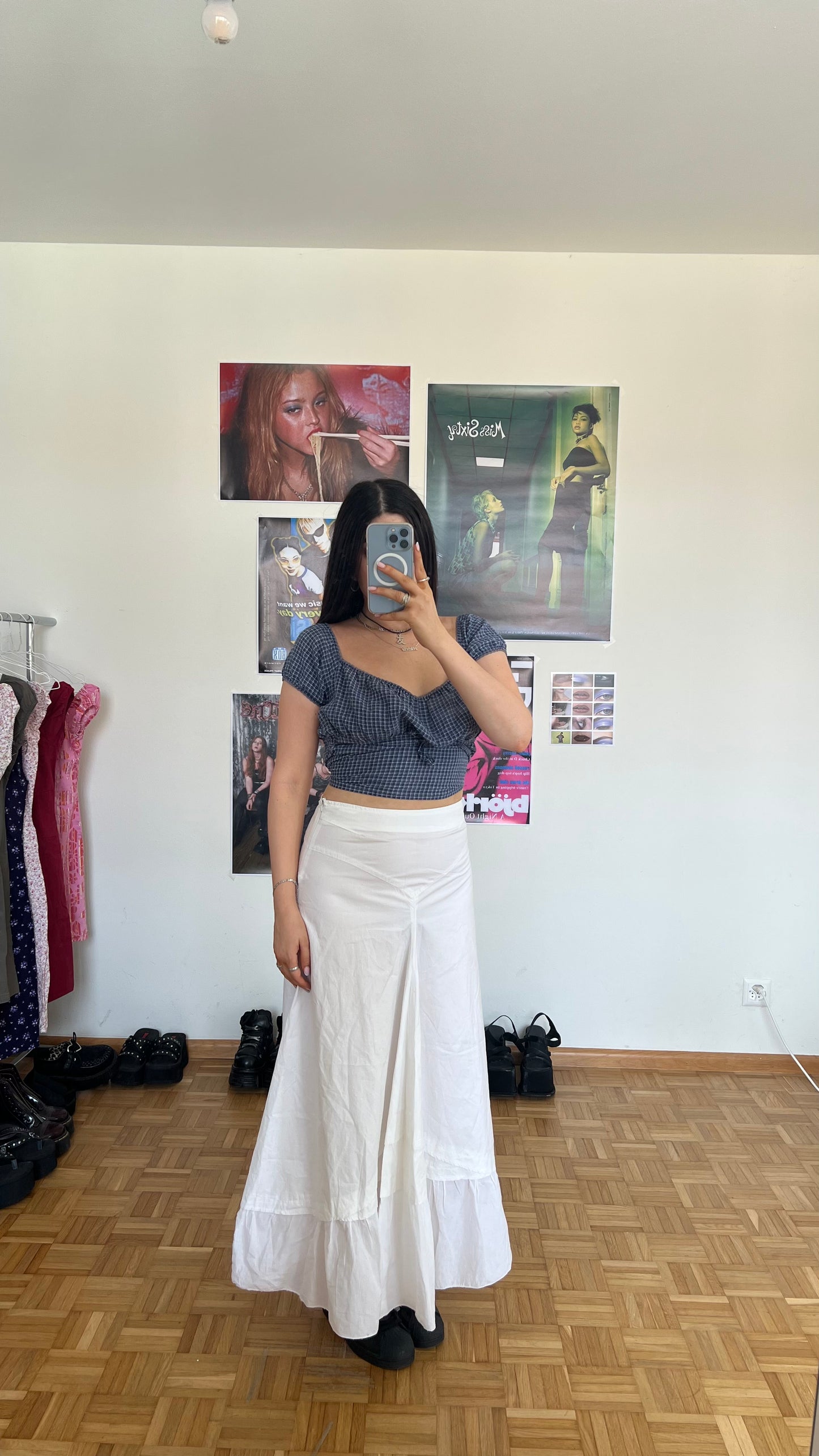 Vintage 90's Boho White Maxi Skirt (36 EU / UK 8 / US 4)