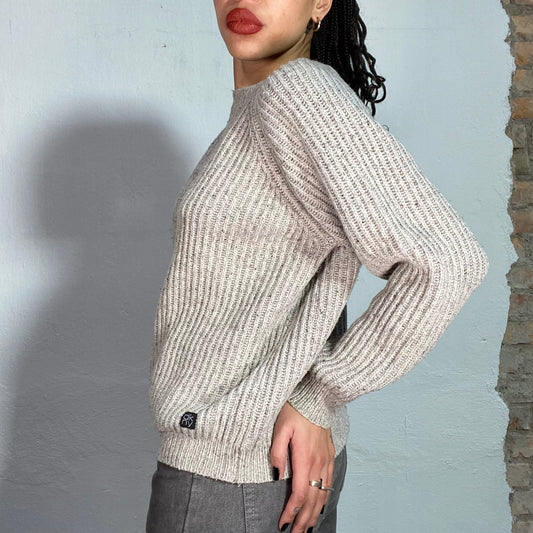 Vintage 90's DKNY Dad Cream Ribbed Knit Sweater (M)