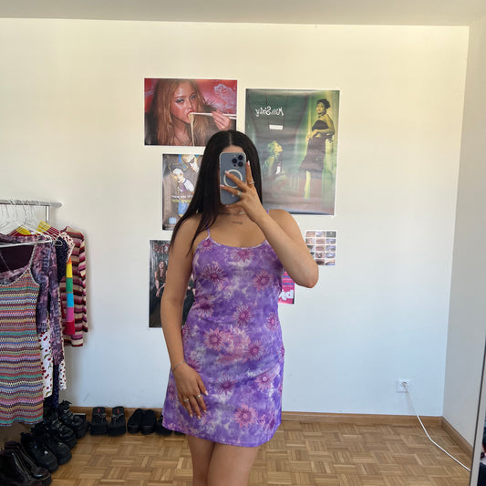 Vintage 90's Hippie Purple Sunflower Dress (M)