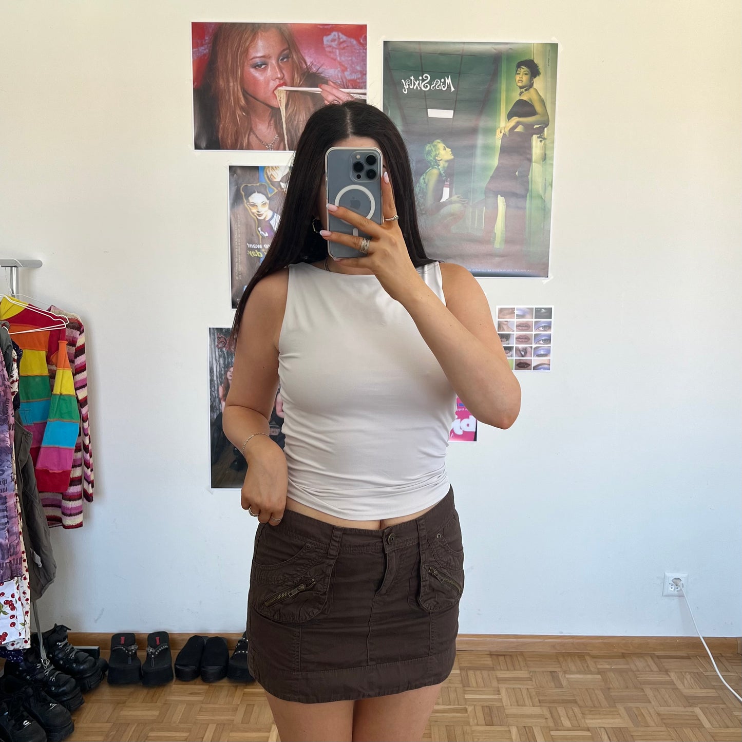 Vintage 90's Brown Cargo Mini Skirt (36 EU / UK 8 / US 4)