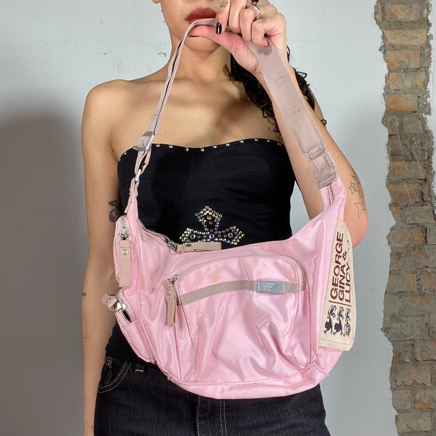 Vintage 2000's George Gina & Lucy Pink Hobo/Cargo Bag