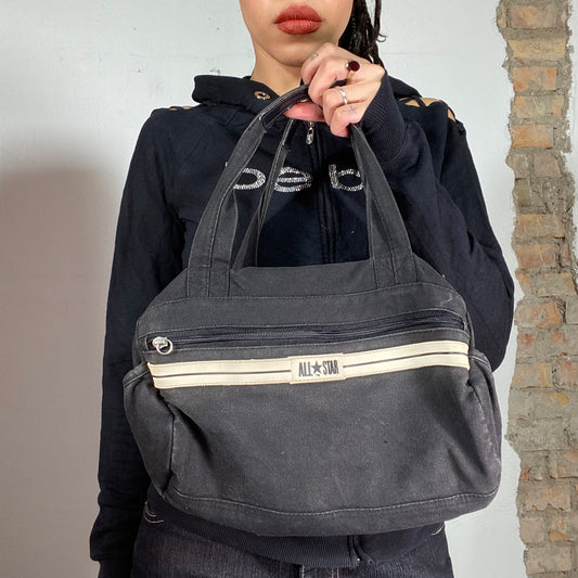 Vintage 90's All Star Black Shoulder Bag with Logo Print