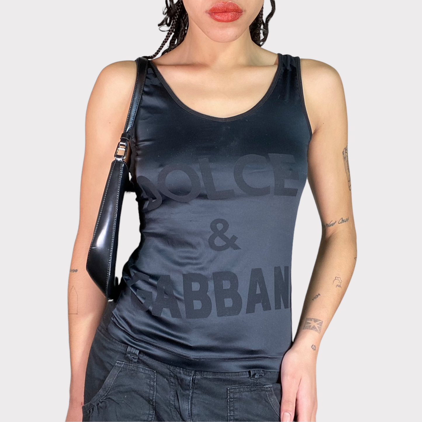 Vintage 2000's Archive Dolce&Gabbana Black Shiny Top (S)