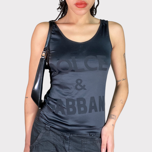 Vintage 2000's Archive Dolce&Gabbana Black Shiny Top (S)