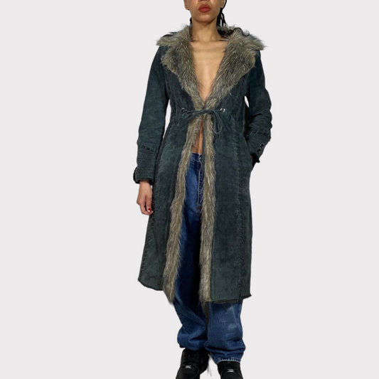 Vintage 2000's Morgan Grey Suede Maxi Coat (S)